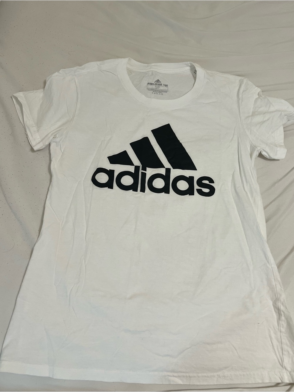 adidas White Short-Sleeve Tee with Black Logo